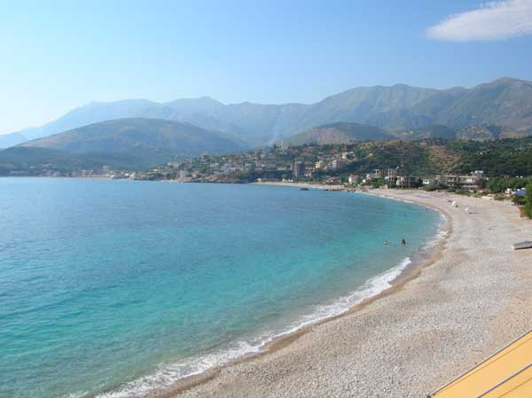 Bucht von Himara (Himar, Himare) an der albanischen Riviera (Albanien, Albanie, Albania, Shqipria)