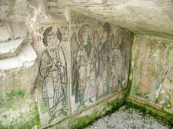 Mosaik im Amphitheater von Durr�si (Durr�s, Durazzo, Epidamnos, Dyrrhachion) (Albanien, Albanie, Albania, Shqip�ria)