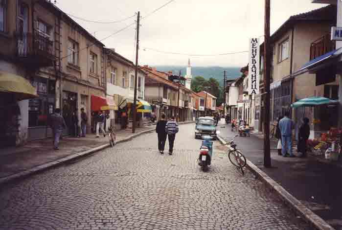 Strasse in Ohrid (Ochrid) (Makedonien, Mazedonien, Macedonia, Macedonie)